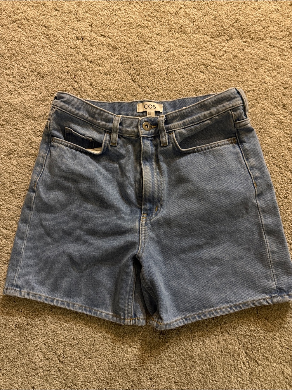 COS Medium Blue High-Rise Denim Shorts